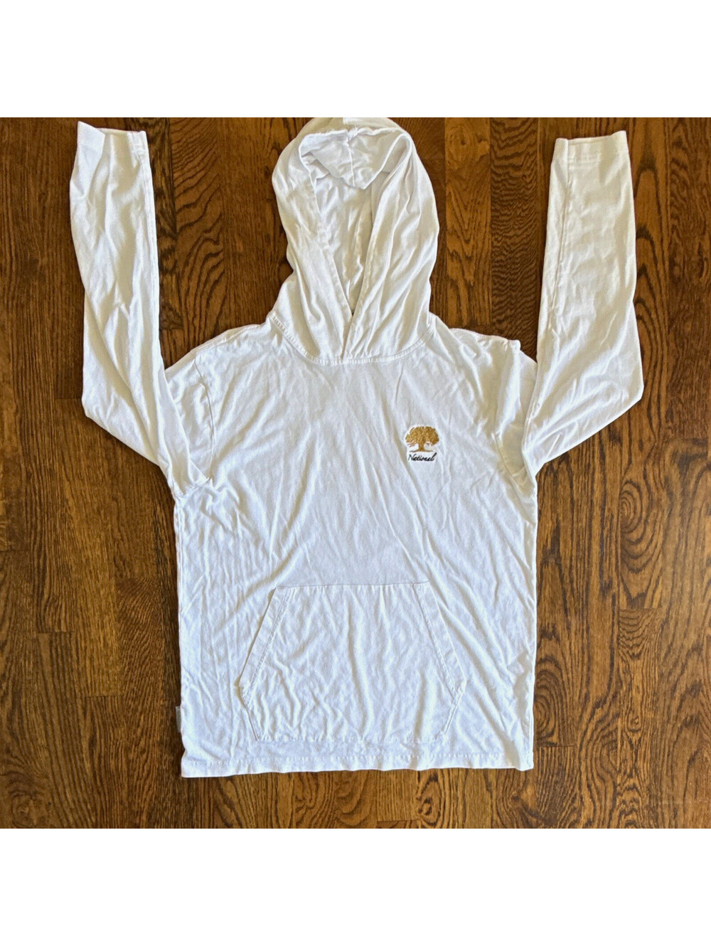 Oak Tree National Levelwear Mens S White Pullover Hoodie Embroidered Logo Pima